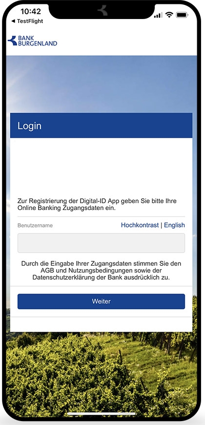 Digital ID App: Kurzanleitung Screen 03 ©Bank Burgenland