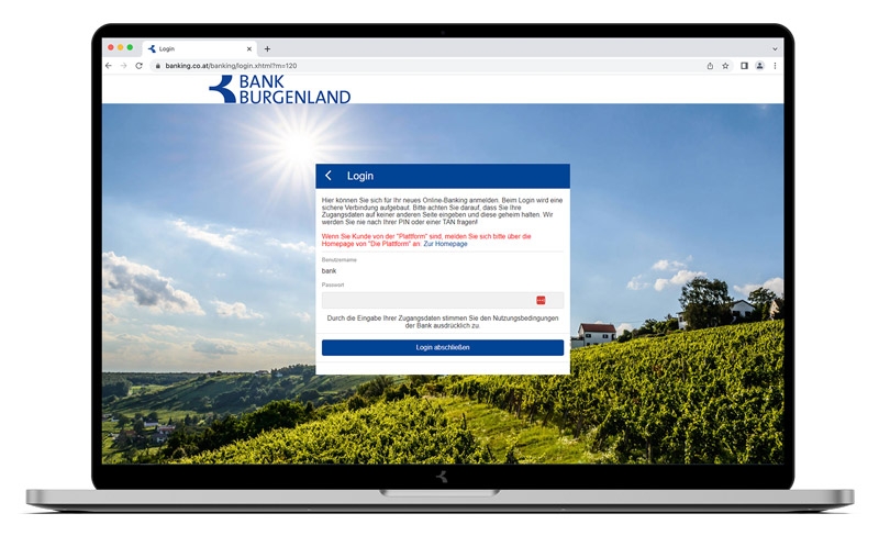 Digital ID App: Laptop Screen 02 ©Bank Burgenland