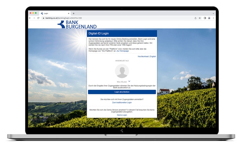 Digital ID App: Laptop Screen 06 ©Bank Burgenland
